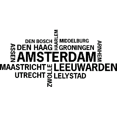 Nederlandse Steden Amsterdam - Muursticker Nederlandse Steden Amsterdam - Muursticker