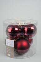 6 kerstballen ossenbloed glans-mat 80 mm KSD - Ksd - thumbnail