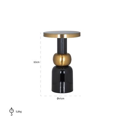 Richmond Bijzettafel 'Mose' Ø41cm, kleur Zwart