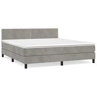 Boxspring met matras fluweel lichtgrijs 160x200 cm - thumbnail