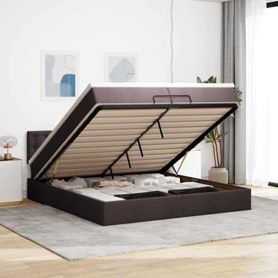 Ottoman bed met matras 200x200 cm stof donkerbruin