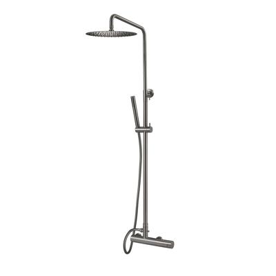 Qisani Flow regendoucheset met 2 straalsoorten Ø25cm rvs geborsteld