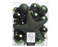 Decoris Kerstballen Plastic mix+piek 33st Dennengroen - thumbnail