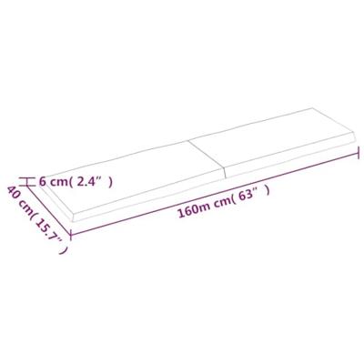 Tafelblad natuurlijke rand 160x40x(2-6)cm eikenhout donkerbruin