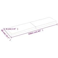 Tafelblad natuurlijke rand 160x40x(2-6)cm eikenhout donkerbruin - thumbnail