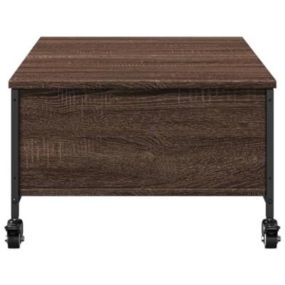 Salontafel metwielen 91x55x34 cm bewerkthout bruin eikenkleur