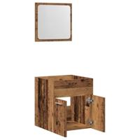 2-delige Badkamermeubelset bewerkt hout oud houtkleurig - thumbnail