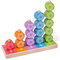 Bigjigs houten stapelspel bloemen, 16dlg. - thumbnail