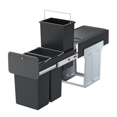 Hailo 0310-300 EcoLine Design Trio L Inbouwafvalemmer 3x10L Zwart - thumbnail