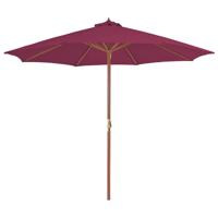 VidaXL Parasol met houten paal 300 cm bordeauxrood - thumbnail