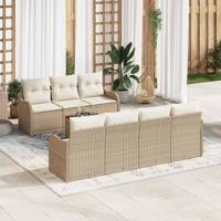 Tuinbankenset met opslag 8 pcs Beige en Crème poly rattan - thumbnail