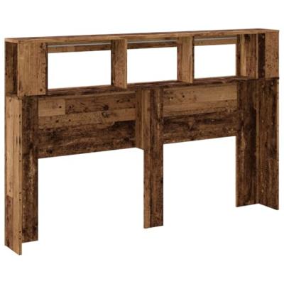 Hoofdeinde met LED 160x18,5x103,5 cm bewerkt hout oud hout