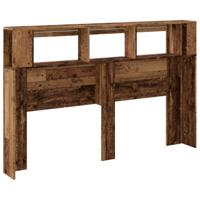Hoofdeinde met LED 160x18,5x103,5 cm bewerkt hout oud hout - thumbnail