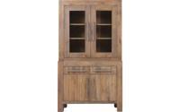 Goossens Buffetkast Roots, 2 glasdeuren 2 dichte deuren 2 laden, donkergrijs eiken, 120 x 210 x 45 cm, stijlvol landelijk - thumbnail