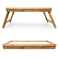 Overige Merken Bamboe inklapbaar dienblad 50x30 cm bruin/wit - thumbnail