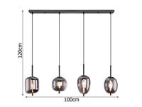 Globo HanglampBlacky zwart 4-lichts - 15345-4 - thumbnail