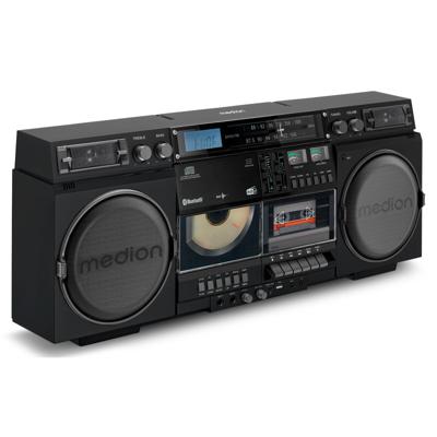 Ghetto Blaster - MEDION - Vintage - DAB+ - CD/Cassette/USB/MP3 - 2x10W RMS - Zwart - thumbnail