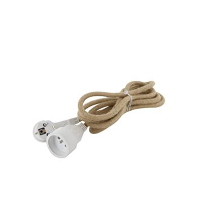 Verlengstuk - CHACON - 66789 - Textiel 3m 3x1,5m2 - LIN kabel & platte witte stekker