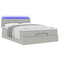 Ottoman bed met matras en LED's 140x200cm fluweel lichtgrijs - thumbnail