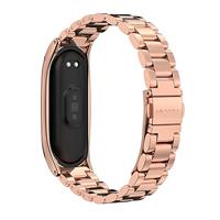 By Qubix - Metalen schakelarmband voor Compatible met Xiaomi Mi Band 3/4/5/6/7 - Rose Goud - Compatible Xiaomi bandje - thumbnail