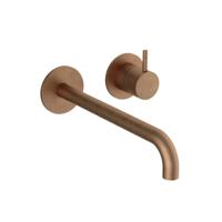 Hotbath Inbouw Wastafelkraan Cobber 25 cm Gebogen Uitloop 1-Hendel Verouderd Messing - thumbnail
