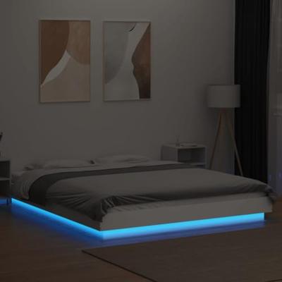Bedframe met LED-verlichting bewerkt hout wit 160x200 cm