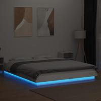 Bedframe met LED-verlichting bewerkt hout wit 160x200 cm - thumbnail