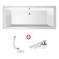 Xenz Society Duobad - 190x120x53 - afvoer Midden - acryl - wit 6924-01 - thumbnail