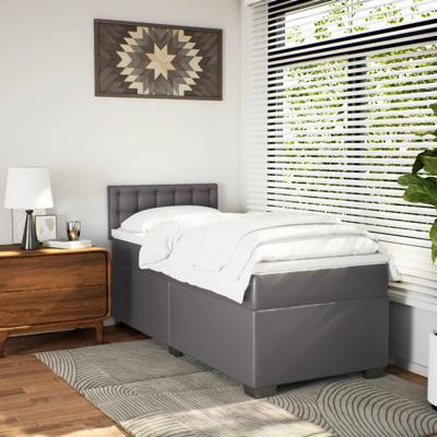 Boxspring met matras kunstleer grijs 120x190 cm