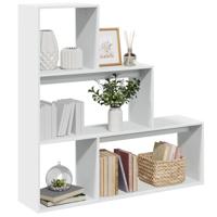 Kamerscherm / boekenkast 3-laags 123x29x123 cm bewerkt hout wit - thumbnail