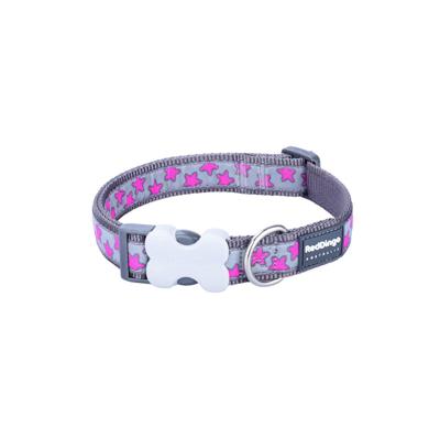 Hondenhalsband Red Dingo STYLE HOT PINK ON COOL GREY 15 mm x 24-36 cm Grijs