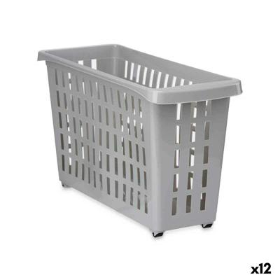 Veelzijdige mand Met wieltjes Grijs Plastic 17,5 x 26 x 46 cm (12 Stuks)