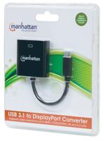 Manhattan 152020 DisplayPort / USB Adapter [1x USB 3.2 Gen 2 stekker C (USB 3.1) - 1x DisplayPort bus] Zwart Kleurcodering, Flexibel, Folie afscherming, UL - thumbnail