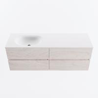 MONDIAZ VICA 140cm badmeubel onderkast Underlayment 4 lades. Wastafel MOON links zonder kraangat, kleur Talc. - thumbnail
