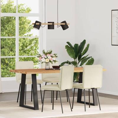 Eetkamerstoelen 4 st fluweel crèmekleurig