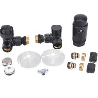 Riko Luxe Thermosatisch Radiator Aansluitset Haaks Verkeerd Rechts Mat Zwart - thumbnail