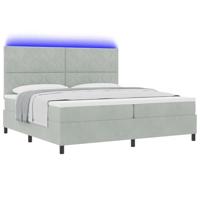 Boxspring bed met matras Lichtgrijs 200 x 200 cm Fluweel - thumbnail