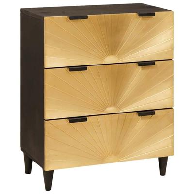 Dressoir Zwart en Goud 60 x 33 x 75 cm massief mangohout