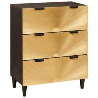 Dressoir Zwart en Goud 60 x 33 x 75 cm massief mangohout - thumbnail