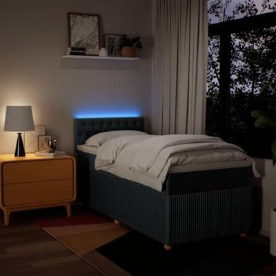 Boxspring met matras stof blauw 100x200 cm - thumbnail