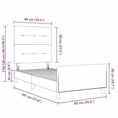 Bedframe met hoofdeinde Crème 90 x 190 cm Stof