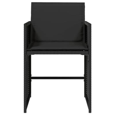 Tuinstoelen 4 st met kussens poly rattan zwart - thumbnail