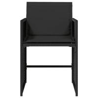 Tuinstoelen 4 st met kussens poly rattan zwart - thumbnail
