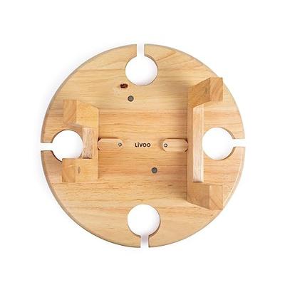 Voorgerechtplateau - LIVOO - MES150 - Rubberhout - Verdeelplateau - 4 inkepingen voor glazen - Opvouwbare poten