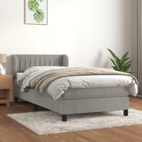Boxspring met matras fluweel lichtgrijs 80x200 cm - thumbnail