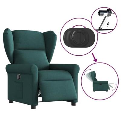 Fauteuil verstelbaar elektrisch stof donkergroen