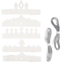 Creativ Company Kronen, h: 10-16,5 cm, l: 60 cm, 230 gr, wit, 50 stuk/ 1 doos - thumbnail