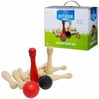 Outdoor Play houten tuin bowlingset met 9 kegels en 2 ballen - thumbnail