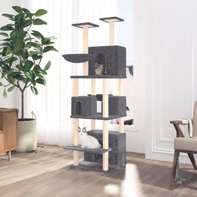 VidaXL Kattenmeubel met sisal krabpalen 180 cm donkergrijs