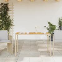 Tuintafel met acaciahouten blad 115x54x74 cm poly rattan beige - thumbnail
